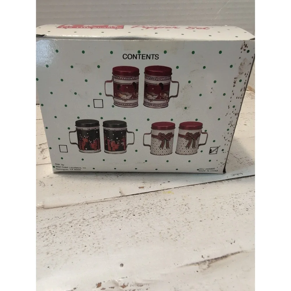 Vintage Tin Christmas Bow Salt & Pepper Shakers